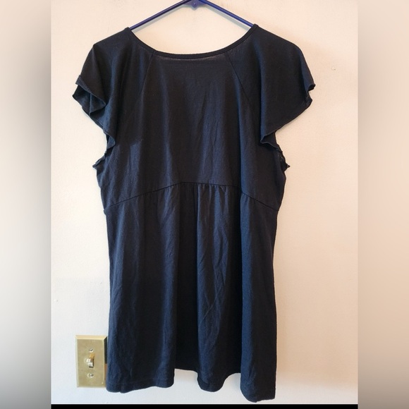 Lane Bryant Women 18/20 Black Short Sleeve Beaded Blouse - Picture 3 of 4